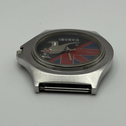 Vintage Kangol Men’s Quartz Watch Kangaroo Silver Tone 100 Metre Working 40mm