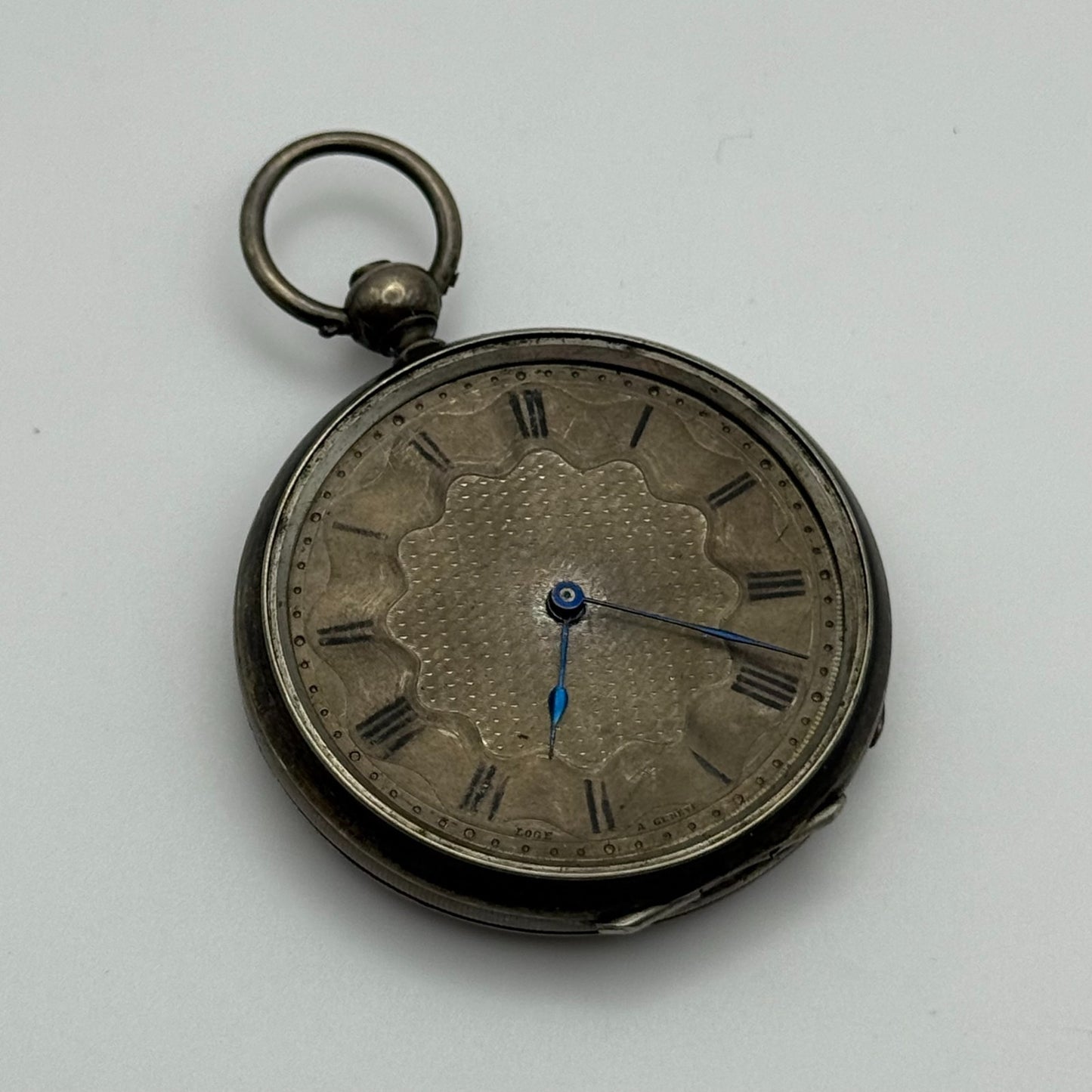 42mm Antique Argent Silver Cylinder Escapement Pocket Watch PARTS REPAIR