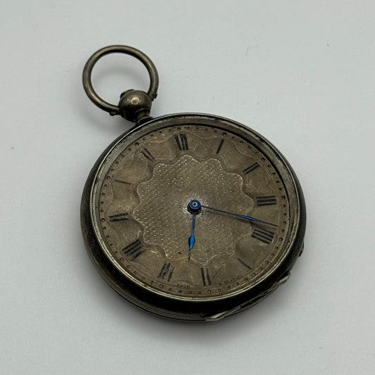 42mm Antique Argent Silver Cylinder Escapement Pocket Watch PARTS REPAIR