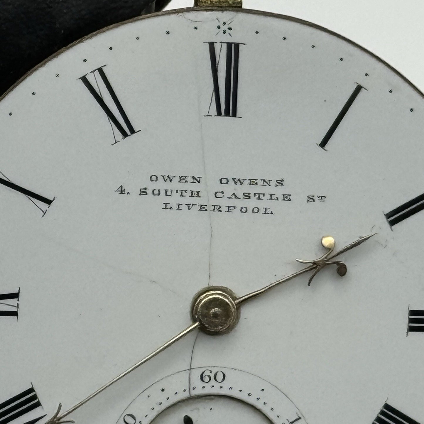 38.3mm Owen Liverpool Quality Fusee Pocket Watch Movement FOR PARTS Restore