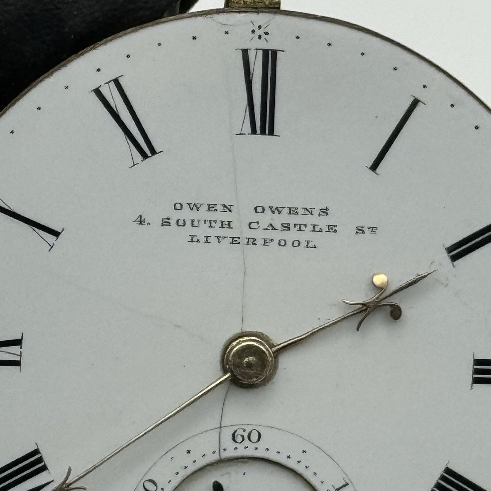 38.3mm Owen Liverpool Quality Fusee Pocket Watch Movement FOR PARTS Restore