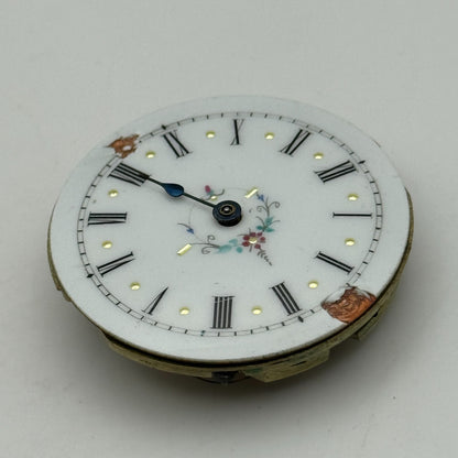 36.1mm Antique Beautiful Porcelain Dial Key Wound Pocket Watch Movement PARTS
