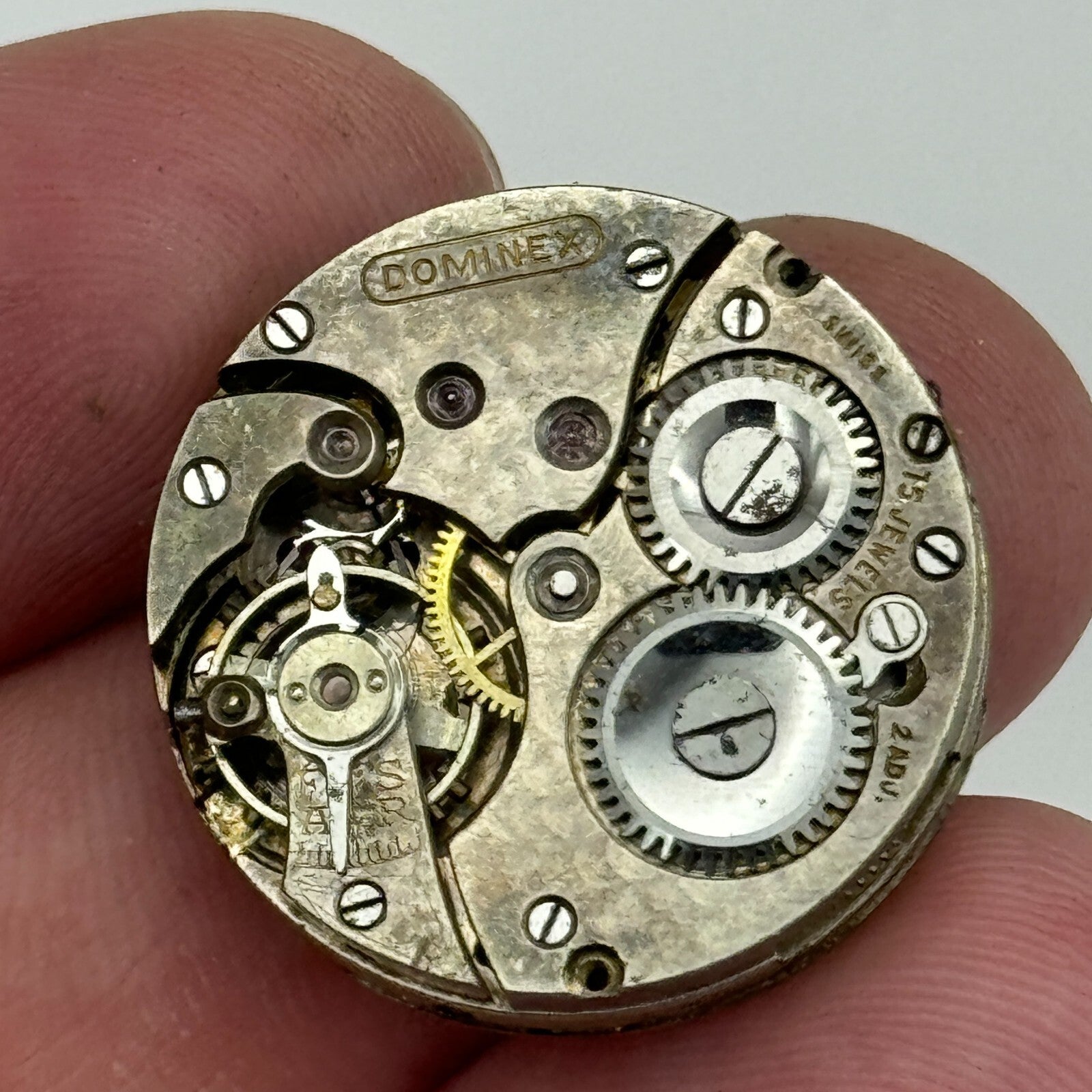 23.6mm Dominex Balance Ok 15 Jewels Swiss 2 Adj Manual Wind Watch Movement PARTS