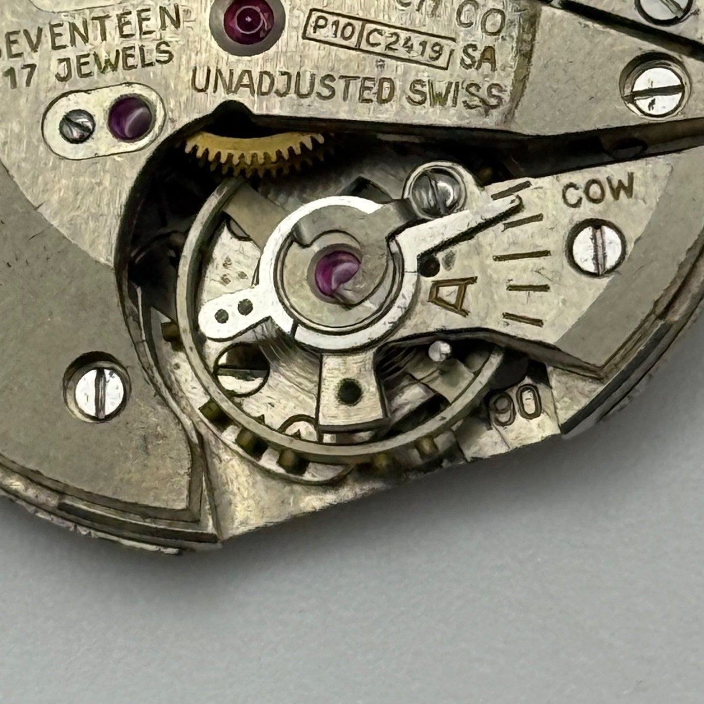 Phenix Cal 190 Watch Movement Manual Wind Vintage For Parts Or Repair 26mm