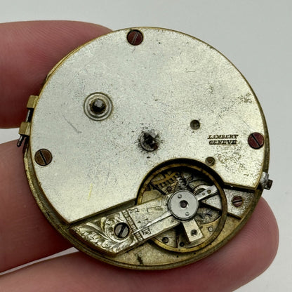 40.7mm Antique Lambert Geneve Balance Intact Key Wound Pocket Watch Movement