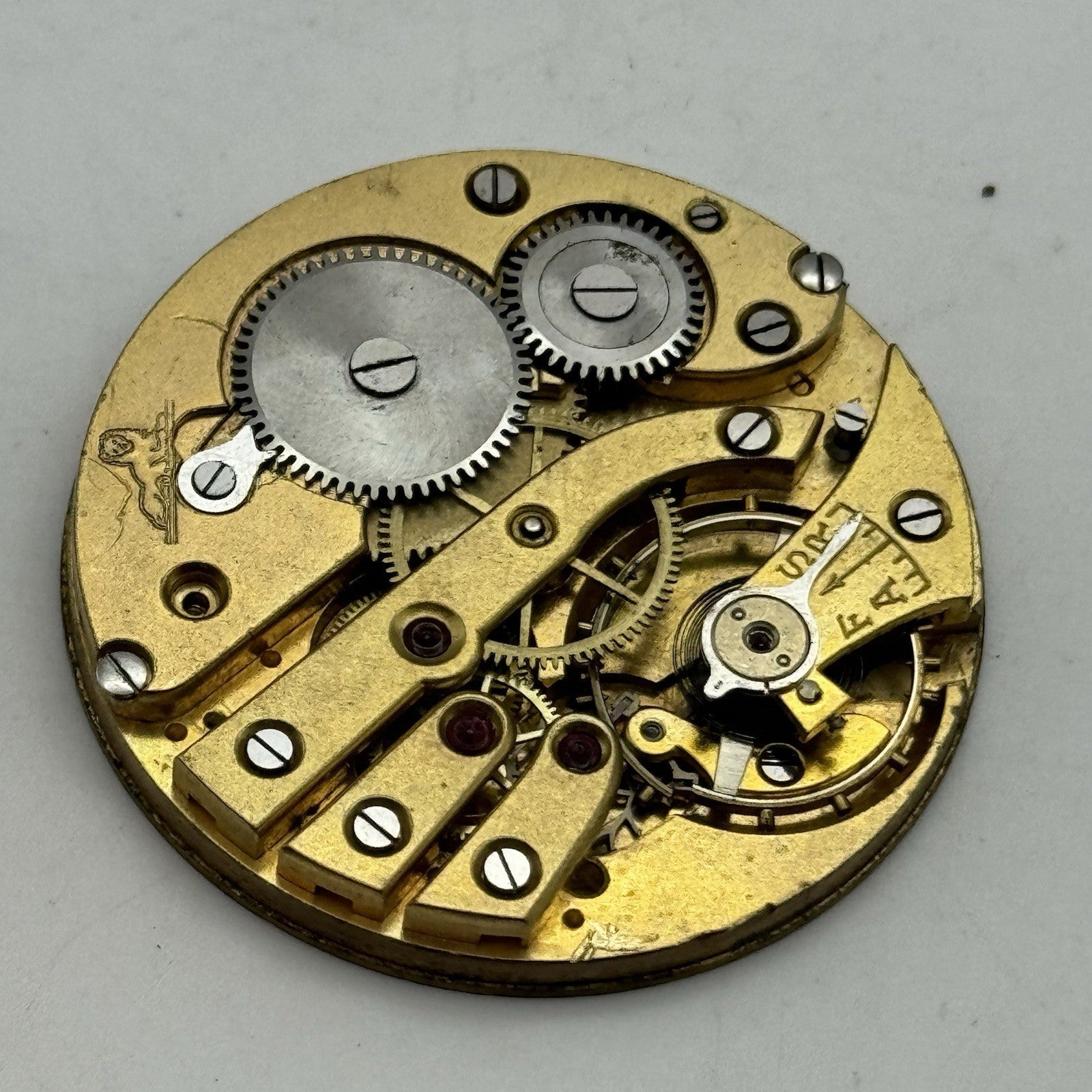 42.9mm Very Rare FHF Cal 3 Vintage Pocket Watch Movement PARTS REPAIR SPARES