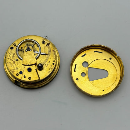 39.7mm W B Lahe Romford Antique English Fusee Pocket Watch Movement PARTS SPARES