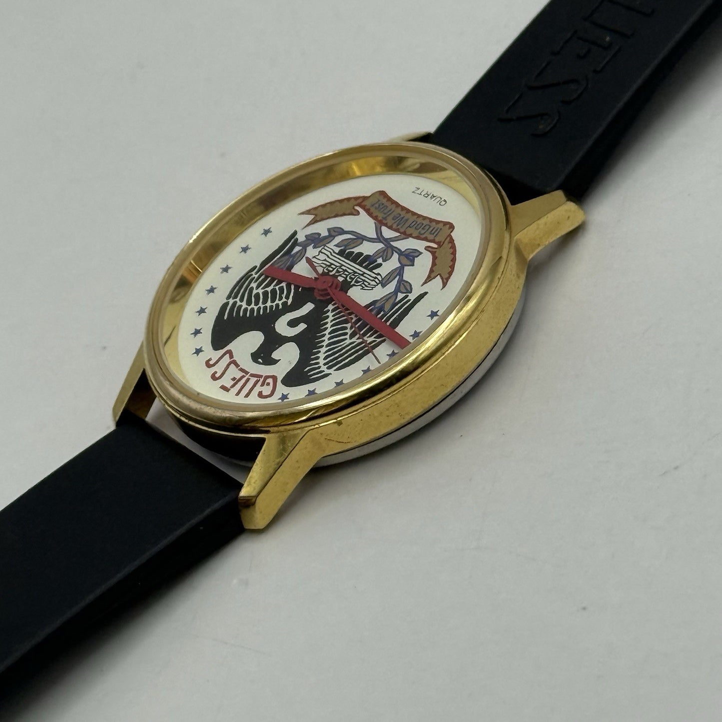 30mm Working Ladies Guess In God We Trust Hong Kong Gold Plated Quartz Watch