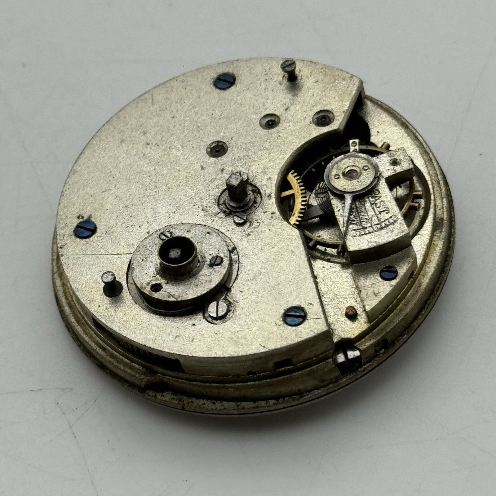 45.8mm Manual Wind Unidentified Pocket Watch Movement Dial Hands FOR PARTS