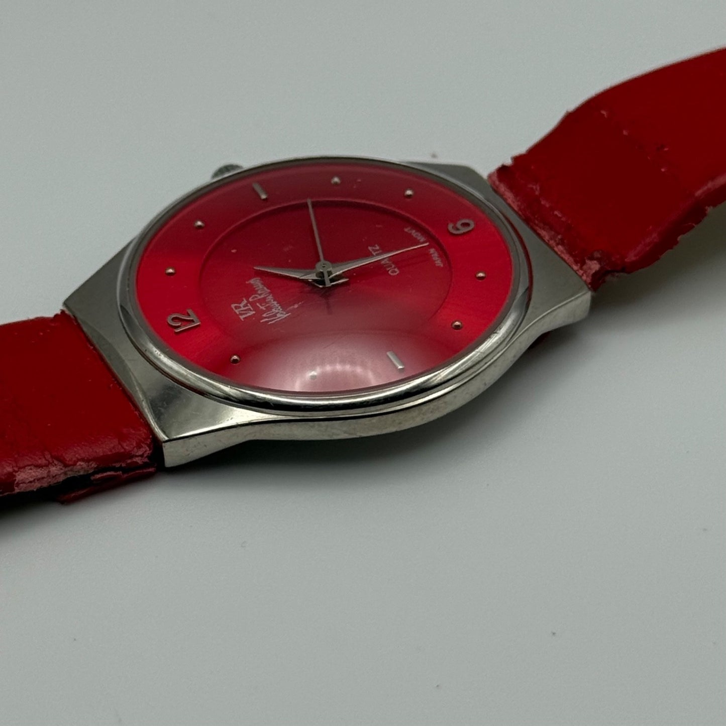 32mm Working Valentin Ramos Ladies 32mm Quartz Watch Needs New Strap Red Dial