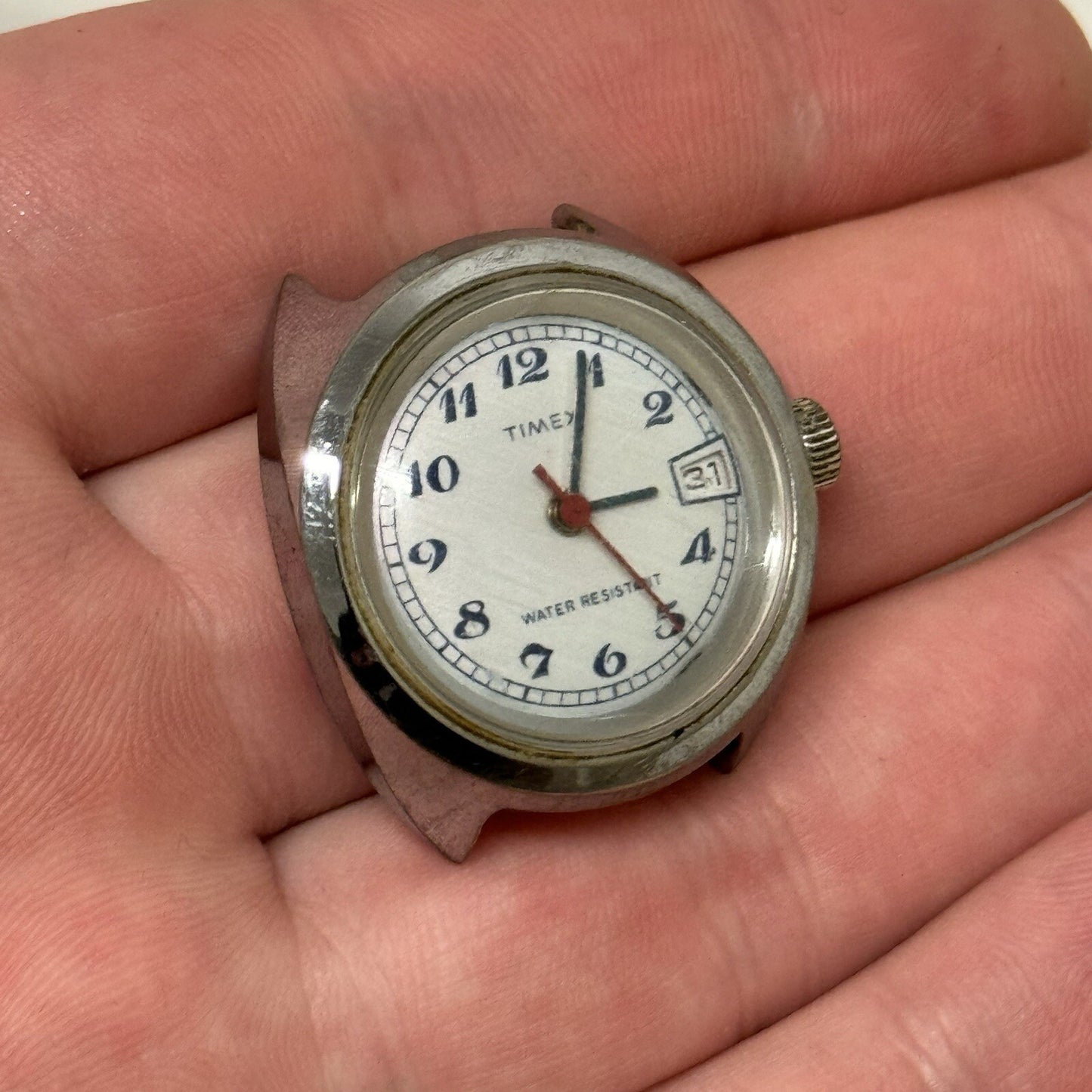 27mm Ladies Timex Sweep Seconds Date Dial GB Made Watch Head TO RESTORE