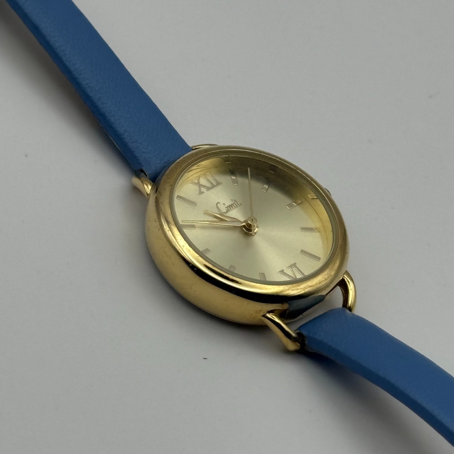 Limit Ladies Quartz Watch Gold Tone Blue Strap Working 25mm New Battery