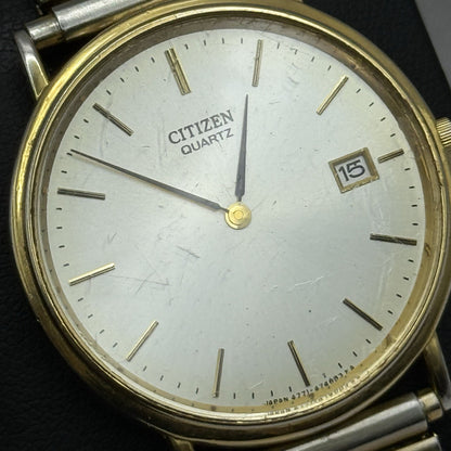 33mm Working Vintage Unisex Citizen Gold Plate Date Dial Expandable Quartz Watch
