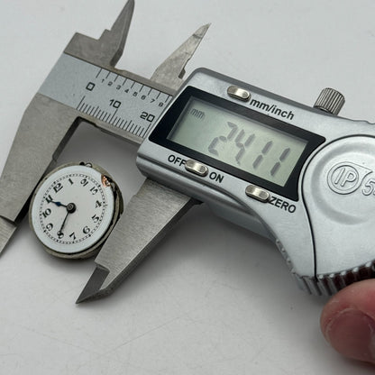 24.1mm Unidentified Manual Wind Trench Watch Movement Dial Hands Vintage PARTS