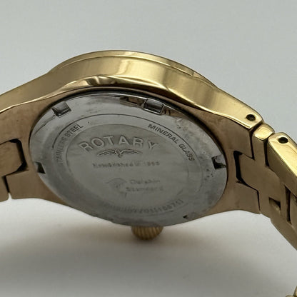 28mm Working Ladies Rotary LB3907 Dolphin Standard Rose Gold Tone Quartz Watch