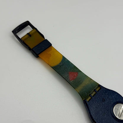 1992 Swatch Gent GN131 Tarot Colorful Strap Quartz Watch Swiss + Box 33mm