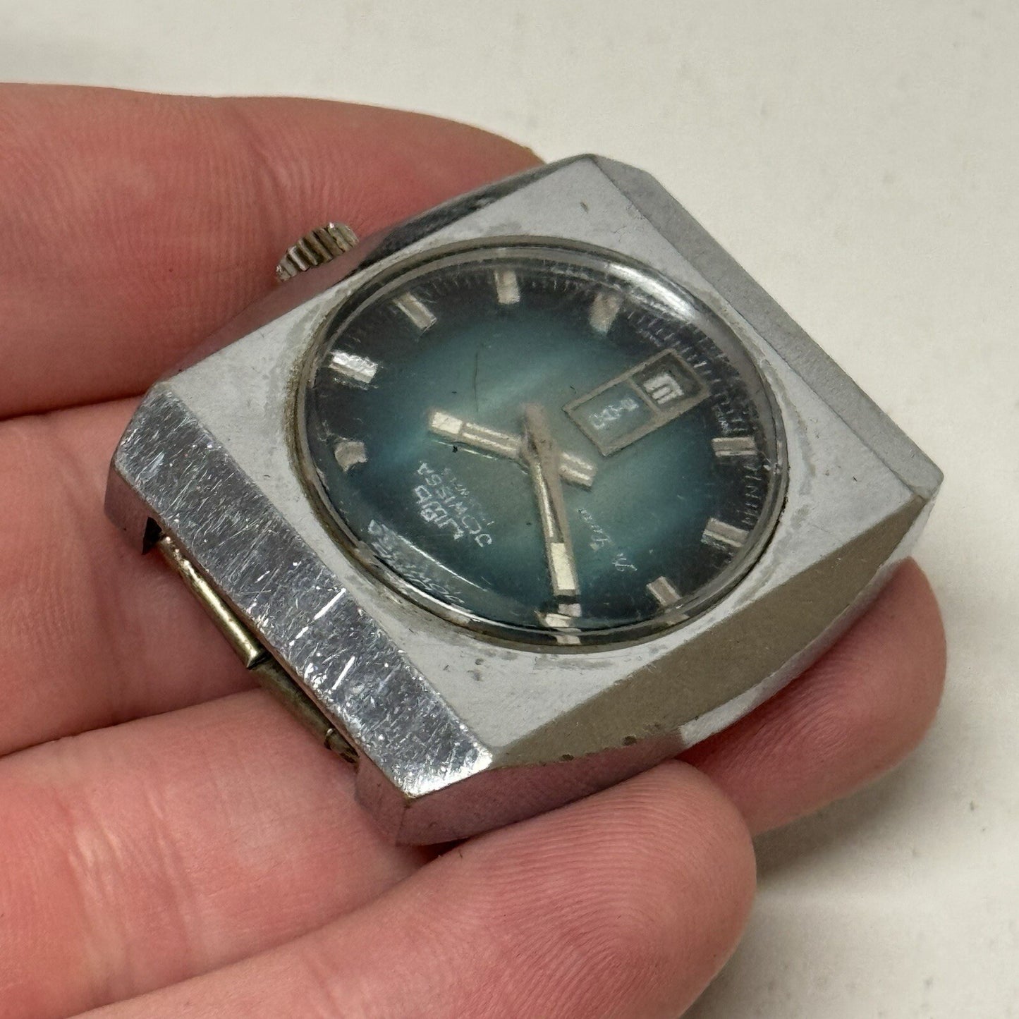 37mm Gents Jowissa De Luxe Large Date Dial Watch Head FOR PARTS TO RESTORE