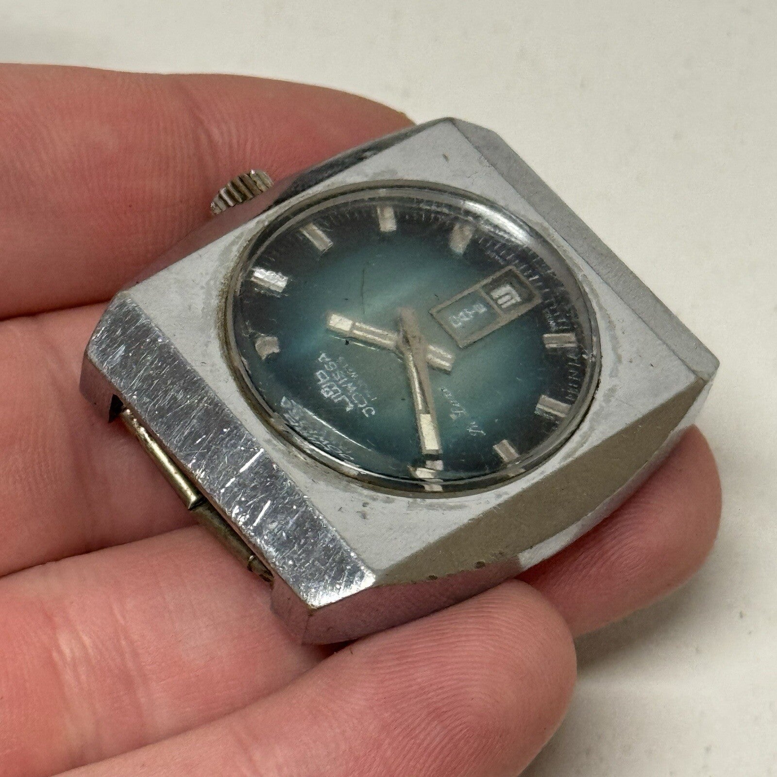 37mm Gents Jowissa De Luxe Large Date Dial Watch Head FOR PARTS TO RESTORE