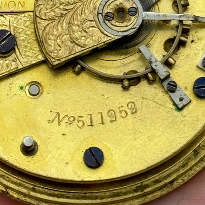 42.9mm Antique Reversing Pinion English Pocket Watch Movement PARTS SPARES