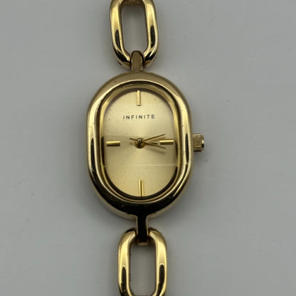 Infinite Ladies Quartz Watch Oval Dial Gold Tone Bracelet Japan Working 19mm