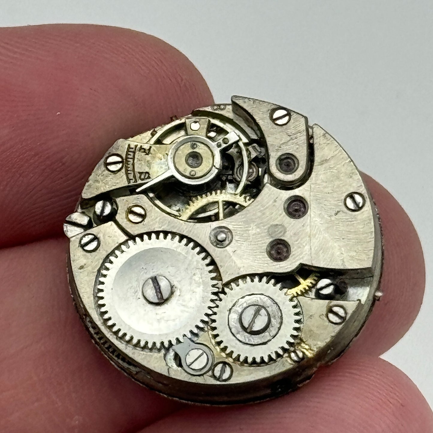 24.1mm Unidentified Manual Wind Trench Watch Movement Dial Hands Vintage PARTS