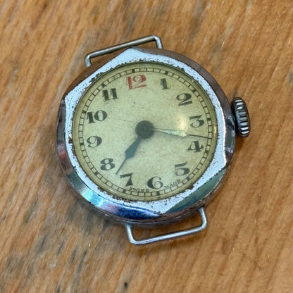 25mm Vintage Trench Style Manual Wind Swiss Made Red 12 Watch PARTS / REPAIR