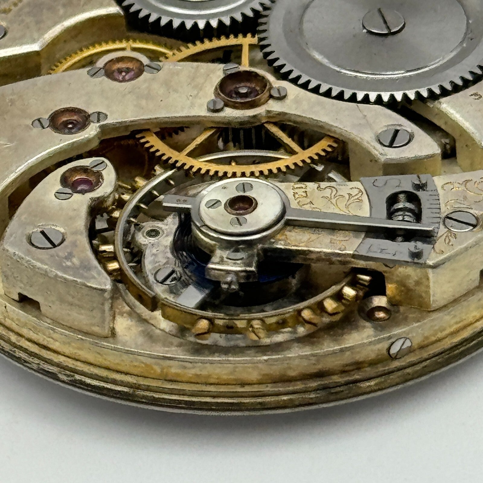 42mm Unidentified High Grade 19 Jewels Swiss Hunter Pocket Watch Movement PARTS