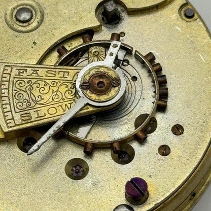45.6mm Antique Lucerne E Swiss Key Wound Pocket Watch Movement PARTS REPAIR