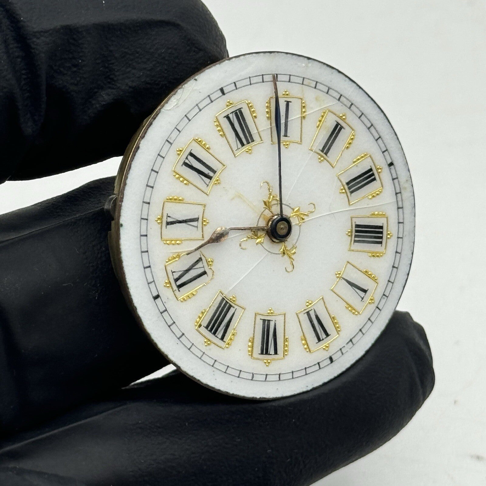 34.4mm Beautiful Patterned Dial Cylinder Pocket Watch Movement FOR PARTS