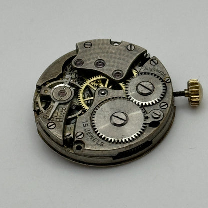 23.6mm Unidentified 15 Jewels Manual Wind Watch Movement Swiss Vintage PARTS