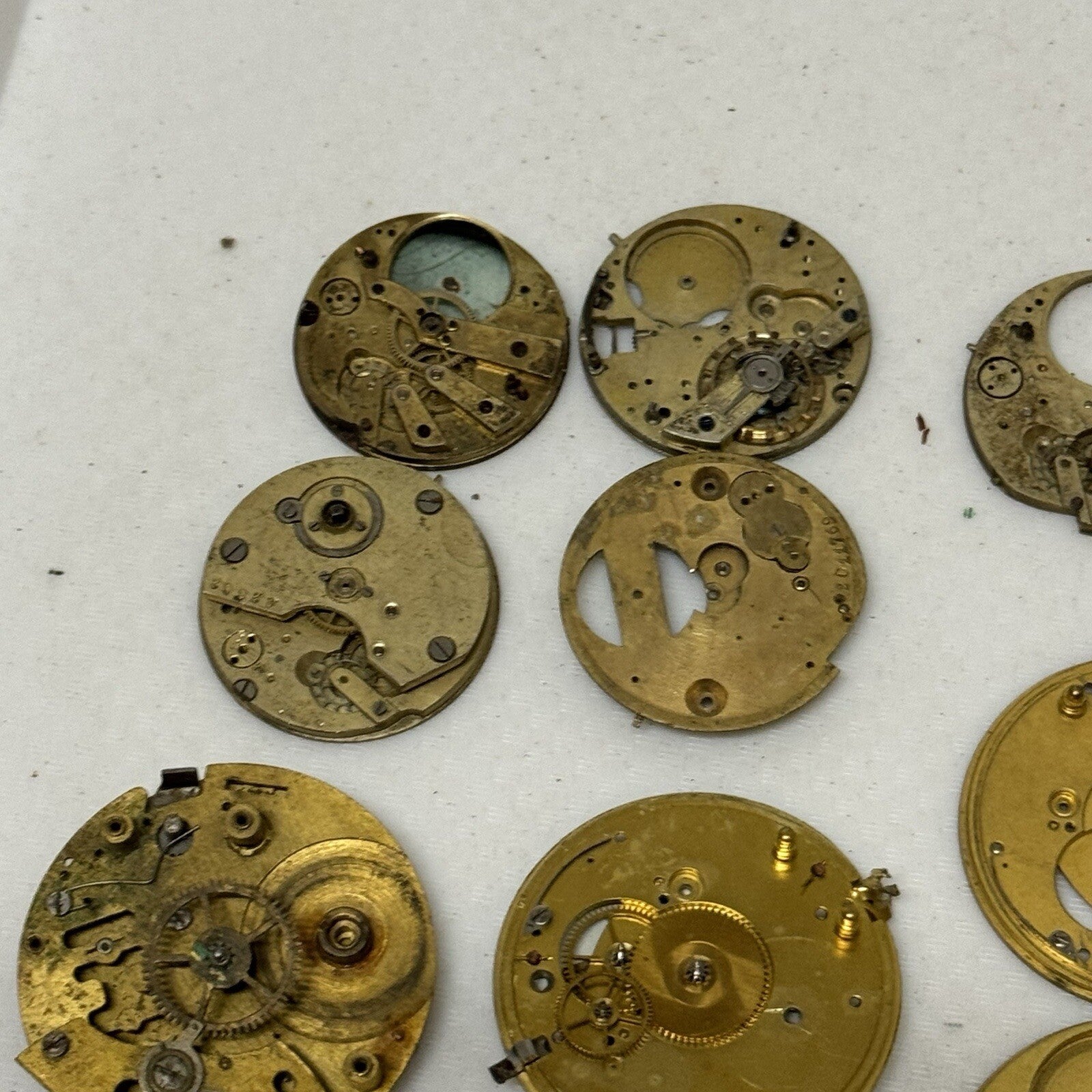 12 x Antique Partial Pocket Watch Movements Parts Repair Watchmakers Job Lot