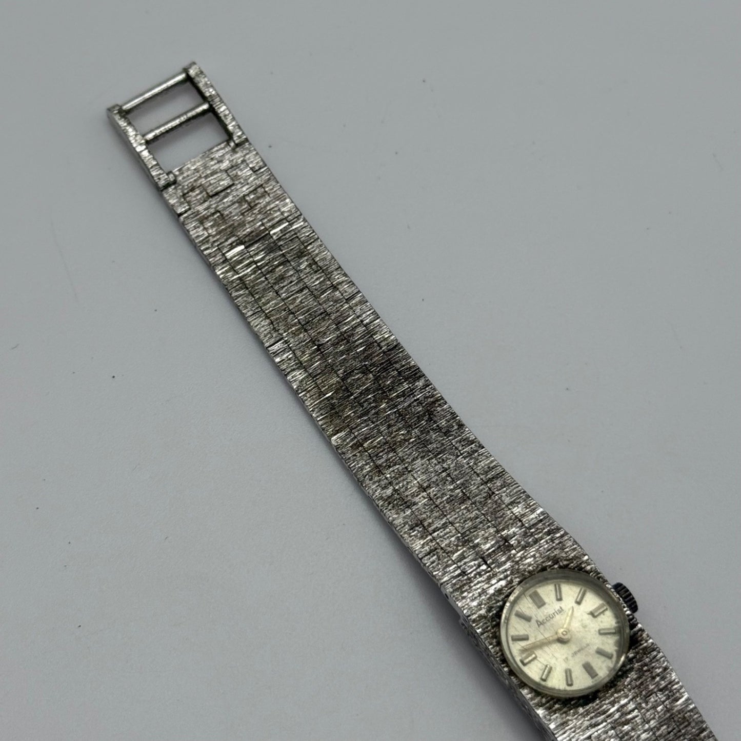 16mm Vintage Accurist 17 Jewels Bark Affect Swiss Manual Wind Watch PARTS REPAIR