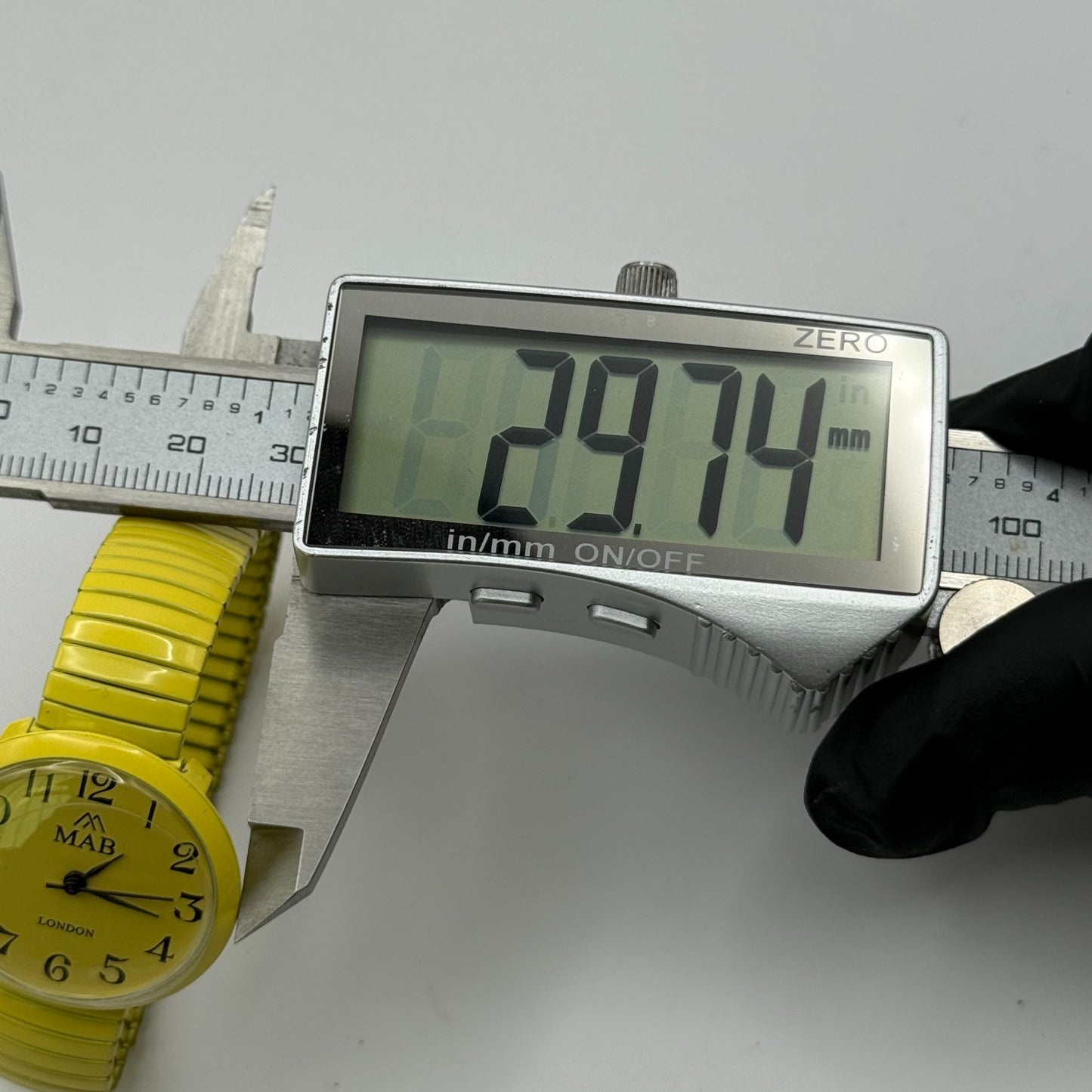 MAB Ladies Yellow Quartz Watch Stretch Band London Working 29mm New Battery