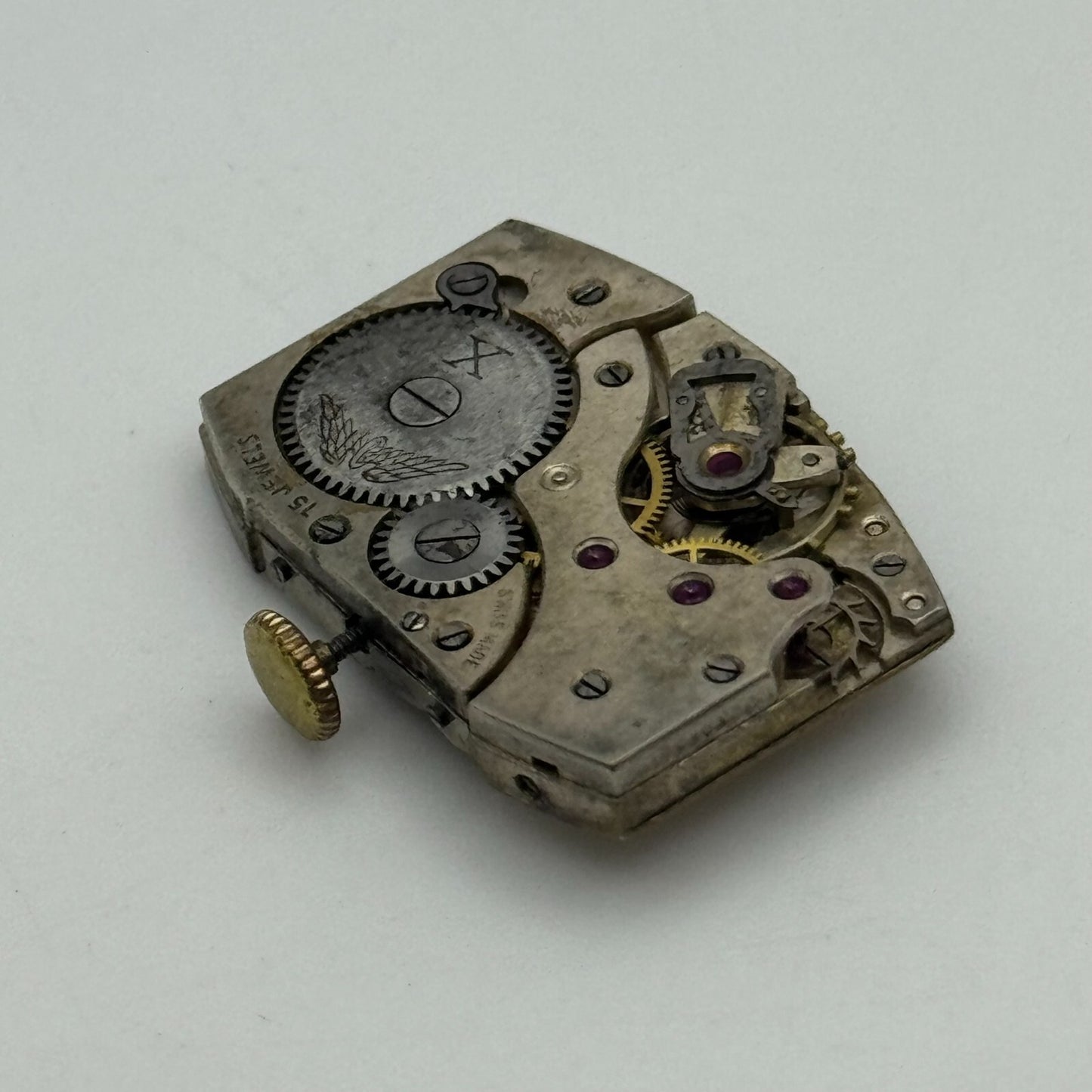 19.2mm Rotary Peseux Tank Watch Movement 15 Jewels Manual Wind 1930s Swiss PARTS