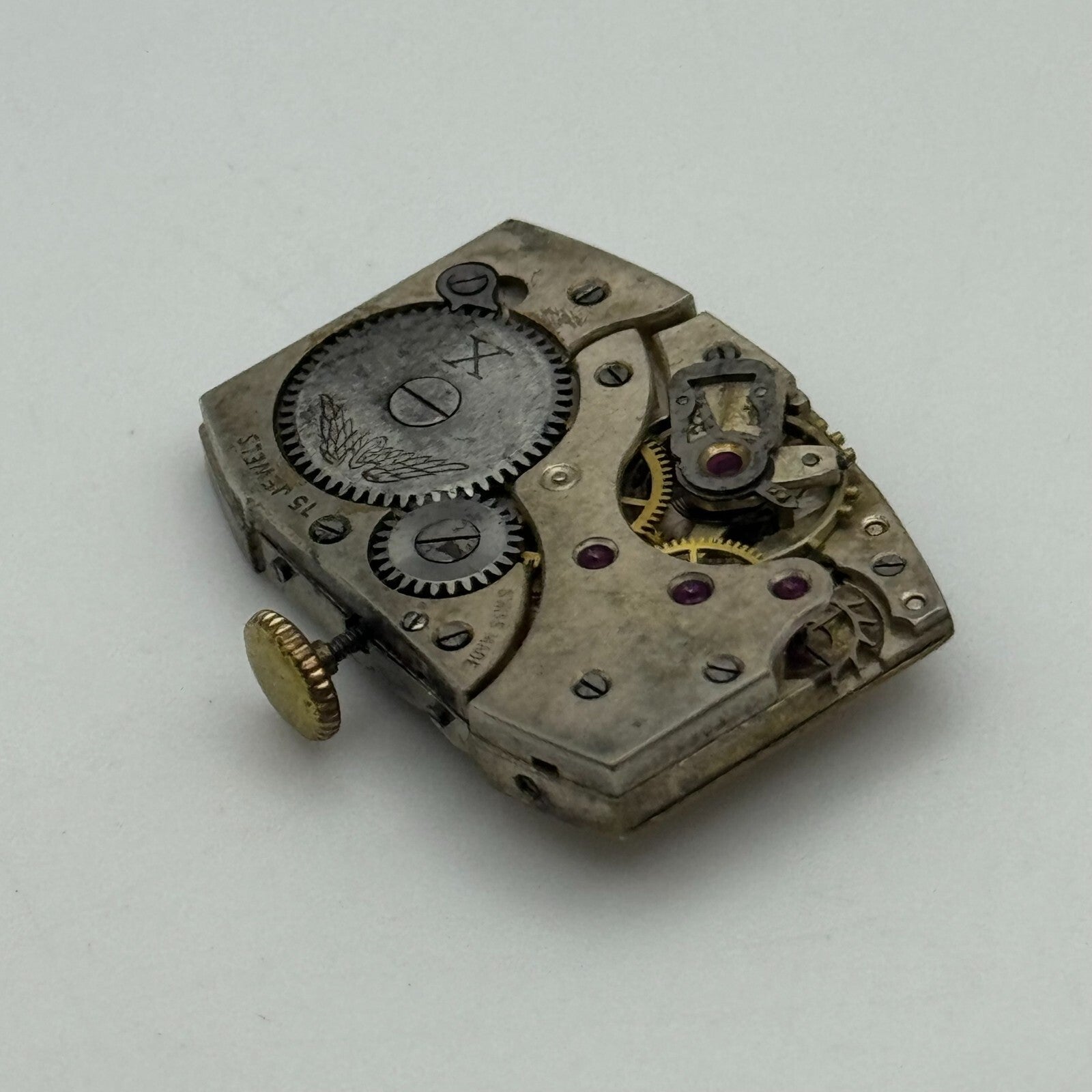 19.2mm Rotary Peseux Tank Watch Movement 15 Jewels Manual Wind 1930s Swiss PARTS