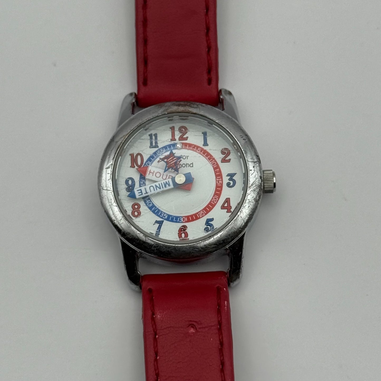 D for Diamond Unisex Kids Time Teacher Quartz Watch Red Strap Japan Working 23mm