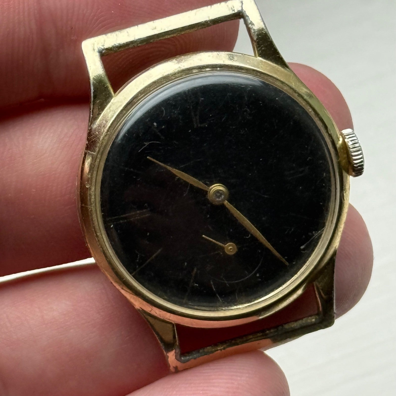 32mm Vintage Stirling Black Dial Sub Seconds Manual Wind Watch PARTS / REPAIR