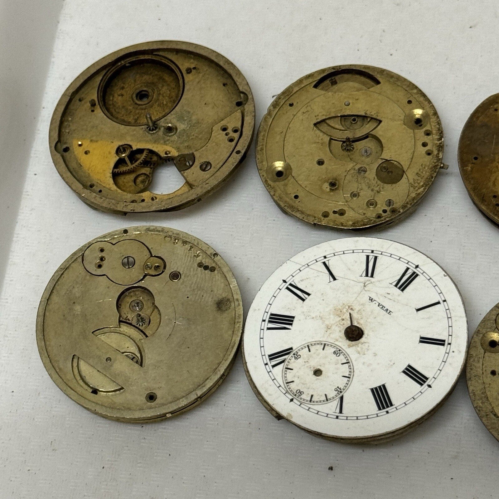 6 X Antique Key Wound Pocket Watch Movements Parts Repair Watchmakers Job Lot