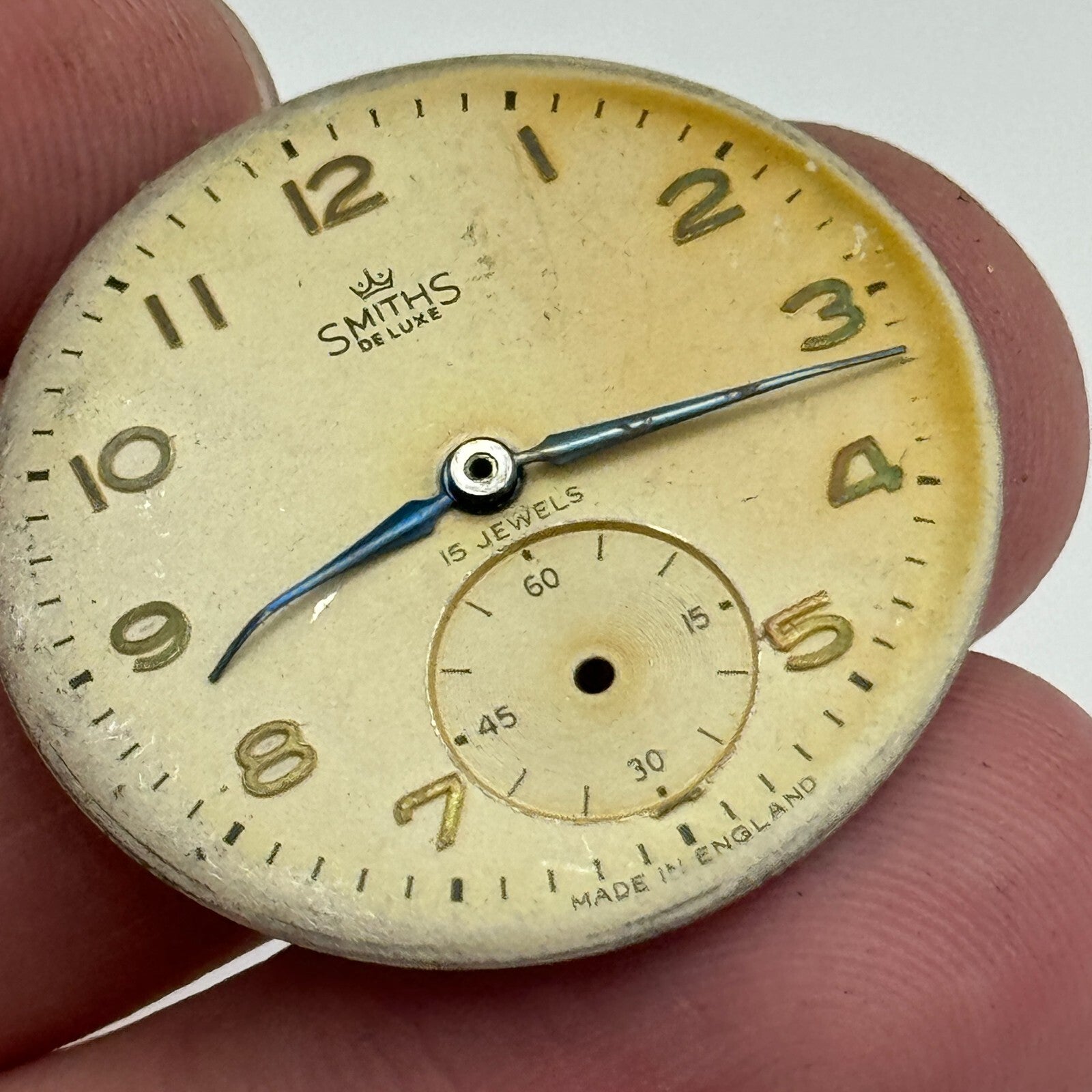 28.6mm Men's Smiths De Luxe Sub Seconds Dial Hands Manual Wind Made in England