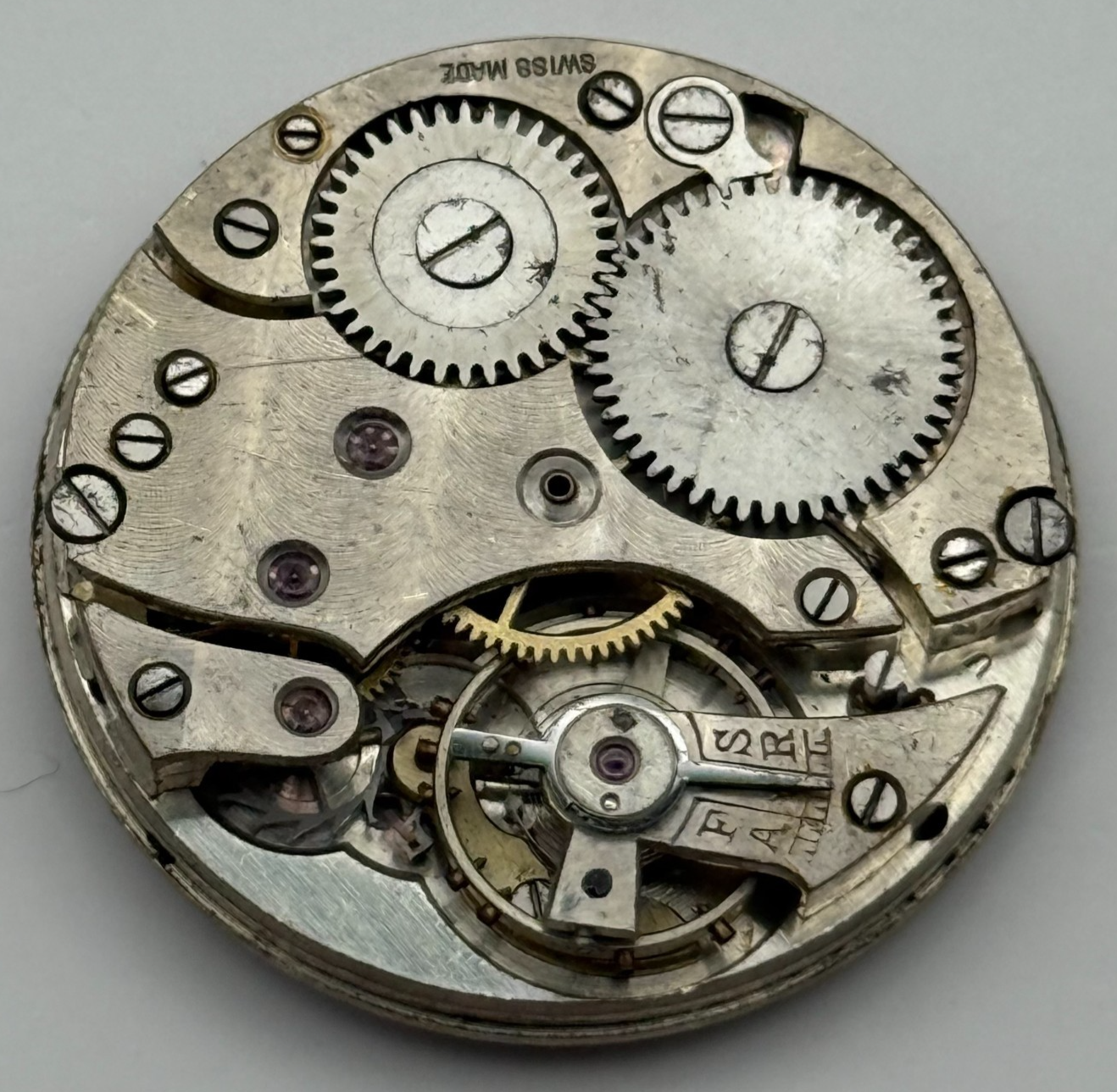 Unidentified Swiss Trench Watch Movement Manual Wind Vintage Parts Repair 29.7mm