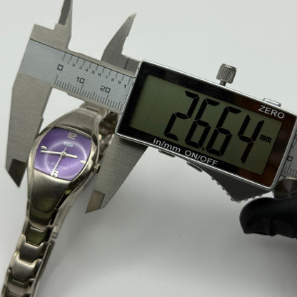 Sekonda Ladies Quartz Watch Purple Dial Silver Tone Bracelet Steel Working 24mm