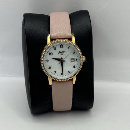 27mm Working Ladies Limit Mother Of Pearl Date Dial C-VJ22 Pink Quartz Watch