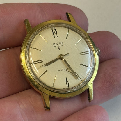 34mm Running Men’s Avia De Luxe Automatic Swiss Vintage Watch TO RESTORE / PARTS