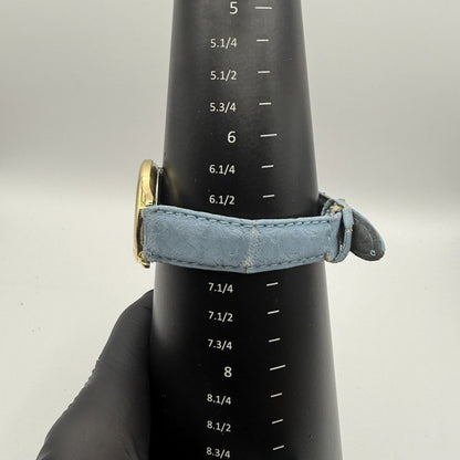 Citron Ladies Quartz Watch Dolphin Dial Gold Tone Blue Strap Working 35mm