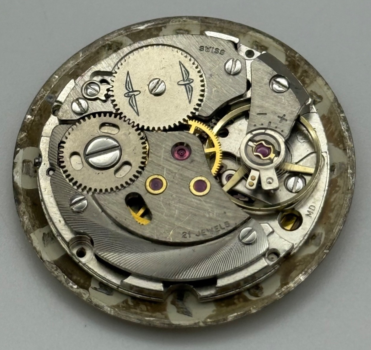 Rotary AS 2061 Watch Movement Manual Wind Date At 4.5 Vintage Swiss Parts 25.9mm
