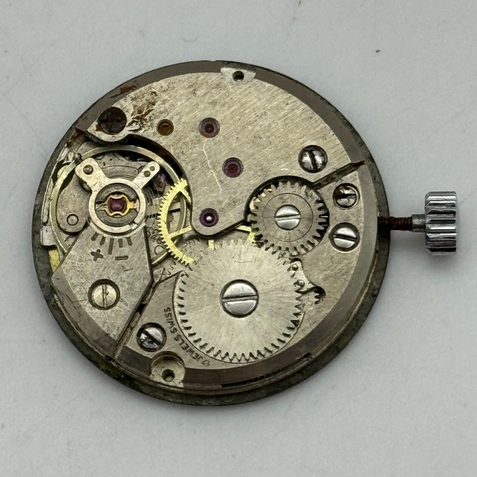 23.6mm Peseux P 7046 President Manual Wind Watch Movement Swiss Vintage PARTS