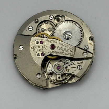 Phenix Cal 190 Watch Movement Manual Wind Vintage For Parts Or Repair 26mm