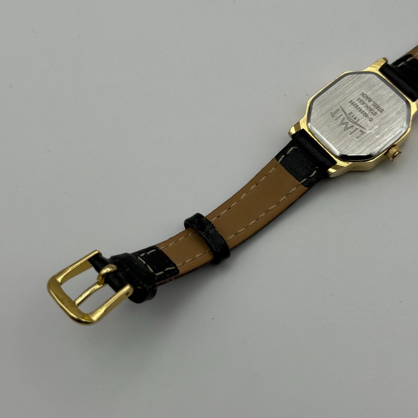 Limit 1912 Ladies Quartz Watch White Dial Black Leather Strap Working 22mm