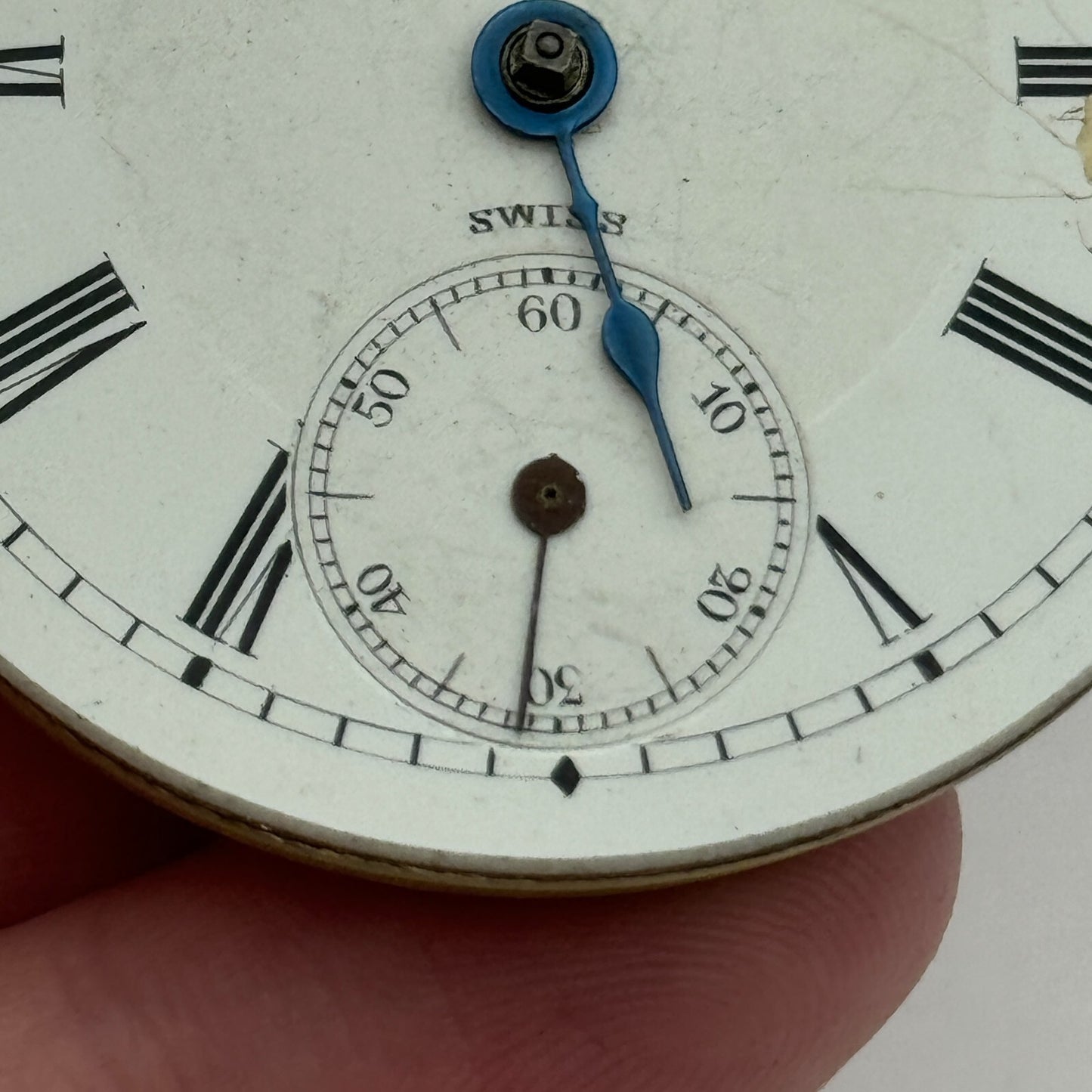 45.6mm Antique Lucerne E Swiss Key Wound Pocket Watch Movement PARTS REPAIR