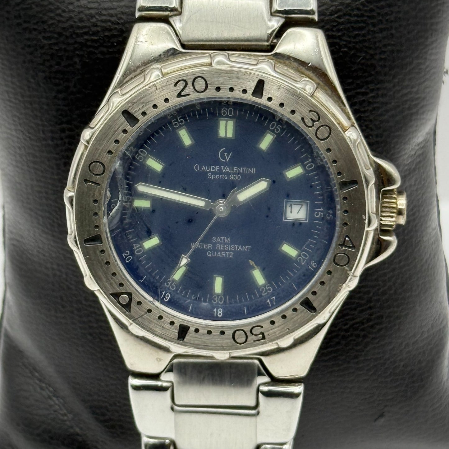 Claude Valentini Sports 900 Men’s Quartz Watch Date Steel Bracelet Working 39mm